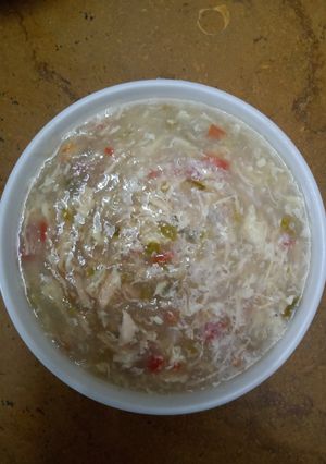 A picture of Chicken corn soup.
