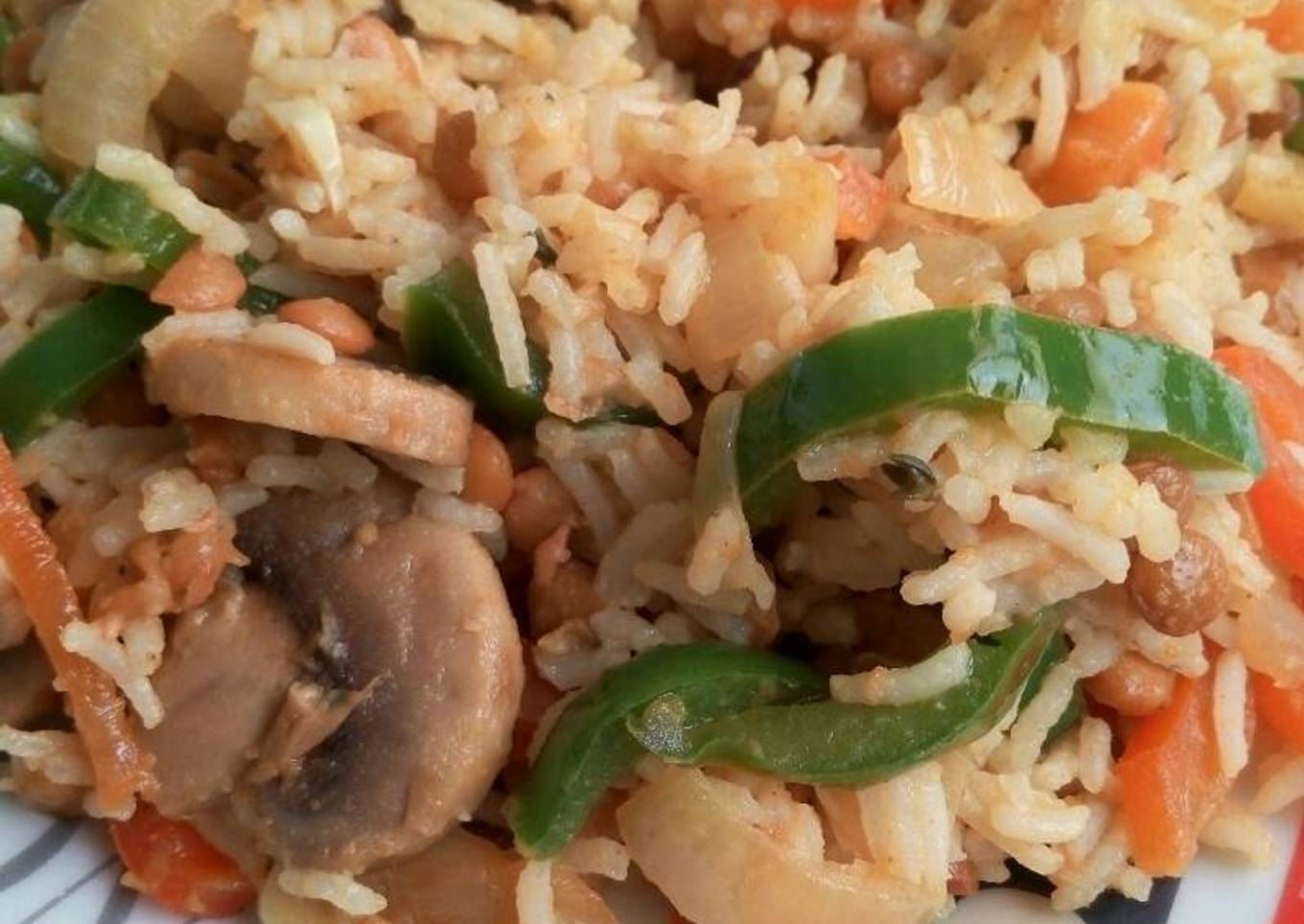 Arroz con lentejas al curry Vegano