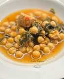 Garbanzos con espinacas y cerdo en Olla Gm G