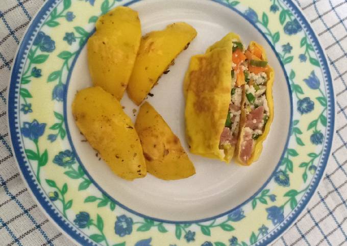 Martabak Telur Tahu + Potato Wedges untuk Diet