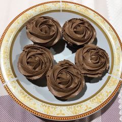 A picture of Dark Chocolate Cupcakes with Chocolate Cream Cheese Frosting.