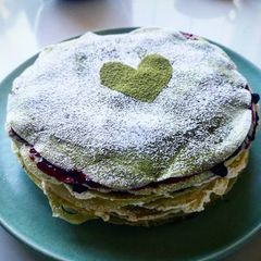 A picture of Matcha layer pancakes.