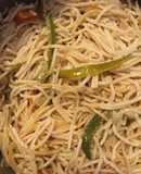 Spagetti con pimiento morrón
