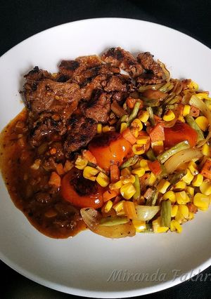 Foto resep Grilled Beef and Veggies with Homemade BBQ Sauce
