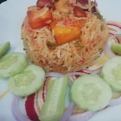 A picture of Navratan Paneer Pulav.