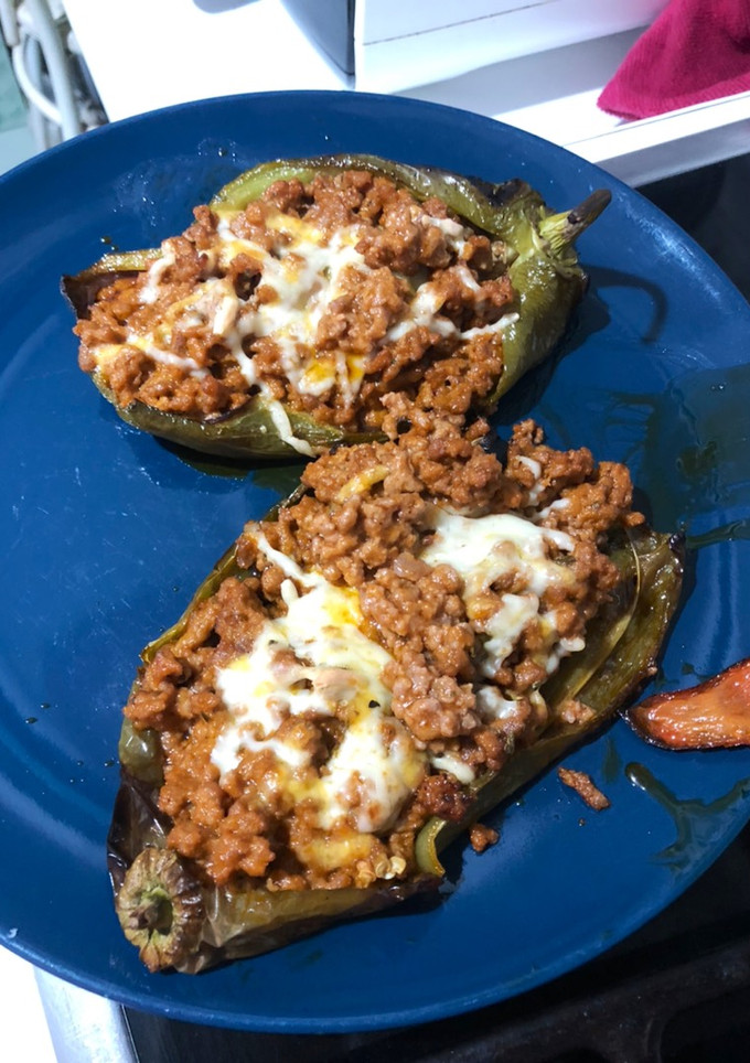 Una foto de Pimientos verdes italianos rellenos 🌶🌶