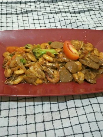 Langkah Mudah untuk Membikin Resep Udang Barbeque (with sayur brokoli and pentol) yang Lezat Anti Ribet, Lezat Sekali