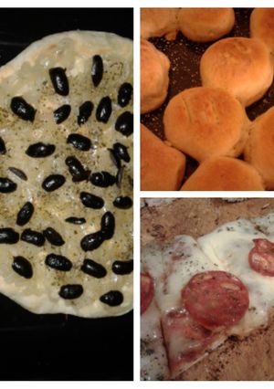 Una foto de Pizza, figazza y pancitos saborizados