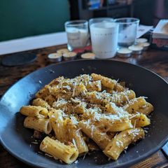 A picture of Pistachio & Pancetta Carbonara.