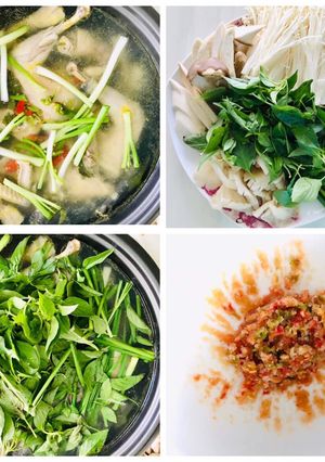 Hình của món Lẩu gà lá é.