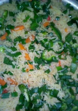 A picture of Fried vegetables rice.