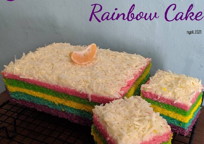 Bolu Kukus Pelangi (Steamed Rainbow Cake) Ny. Liem