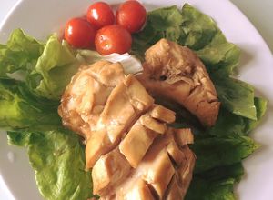 Hình của món Ức gà nướng xì dầu không dầu (thực đơn ăn kiêng).