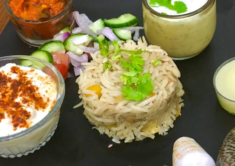 Steps to Prepare Any-night-of-the-week White Chana Pulao with Tomato Chutney