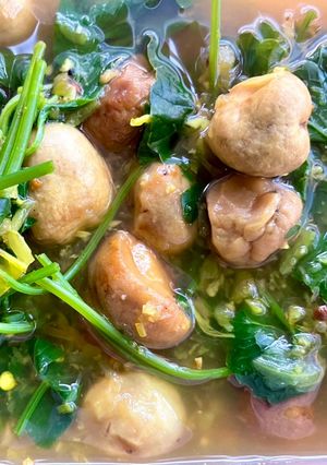 รูปของ แก๋งเห็ดเฟืองผักหนอกมะแขว่น🌶️🧄(แกงเห็ดฟางใบบัวบก บ่มีผักแว่น) สูตรบ่ใส่กะปิ ถั่วเน่า