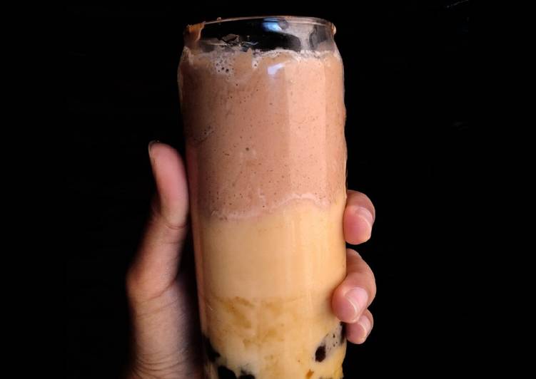 Resep Milk tea with dalgona milo and bobba brown sugar ala onde yang Lezat Sekali