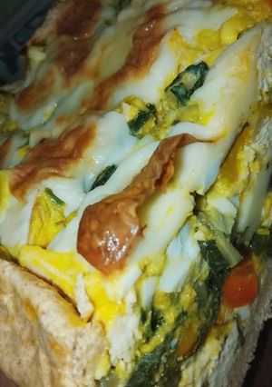 Una foto de Tarta integral verduras/pollo/mozzarella