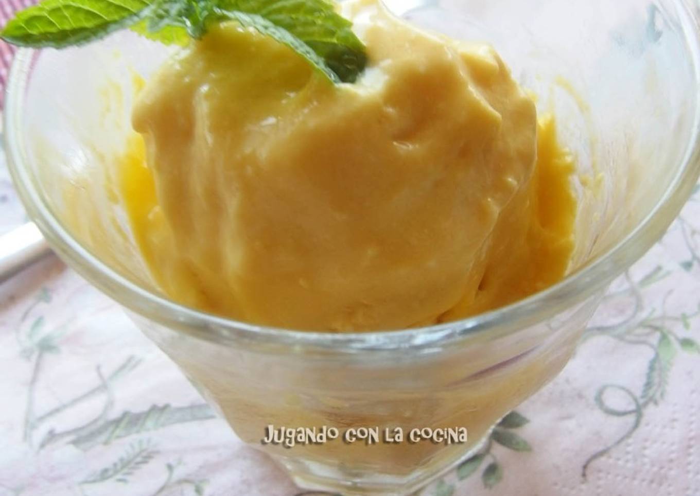 Sorbete de mango, coco y lima, con batidora o Thermomix (sin heladera)