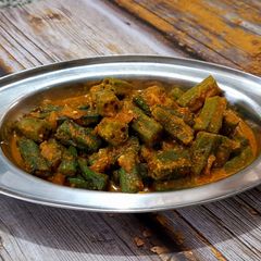 Okra in mustard gravy A picture of Okra in mustard gravy.