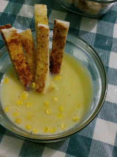 Foto resep Corn Cream Soup with Bread Toast
