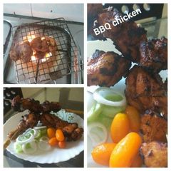 A picture of Chicken BBQ in gas stove.