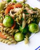 Nui Đậu Lăng Xanh Xào Cải Brussels & Gà Xé