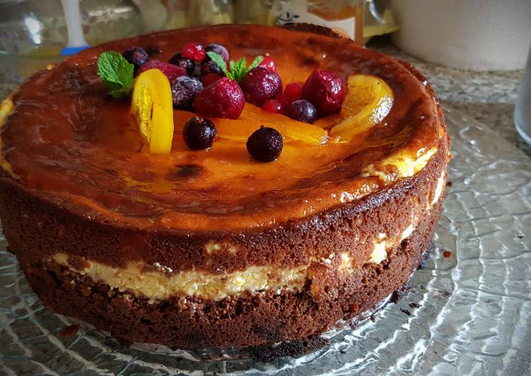 Tarta de Queso con Naranja y Brownie
