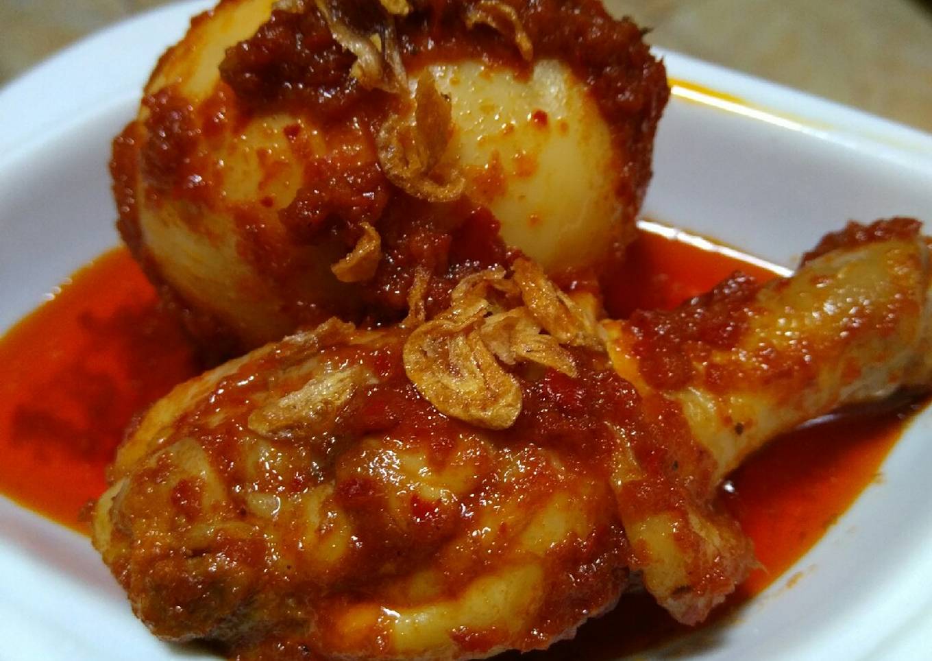 Ayam dan telur bebek masak habang