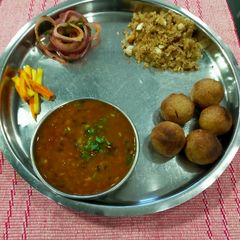 Daal, Bati and Churma (Rajasthani Thali) A picture of Daal, Bati and Churma (Rajasthani Thali).