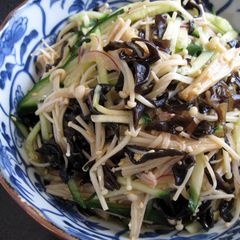 A picture of Enoki, Black Fungus & Cucumber Salad.