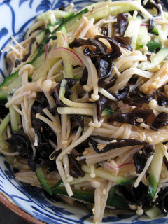 A picture of Enoki, Black Fungus & Cucumber Salad.