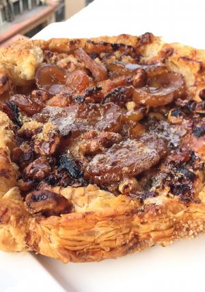 A picture of Blue Cheese And Walnut With Sea Coconut Pastry.