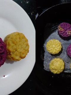 Hình của món Bánh trung thu (vỏ khoai lang, nhân chuối đậu).