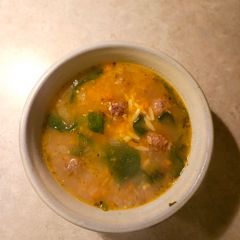 A picture of Italian wedding soup.
