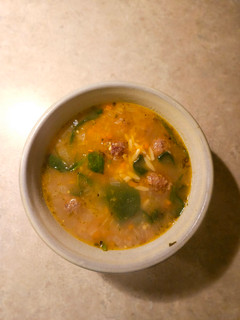 A picture of Italian wedding soup.