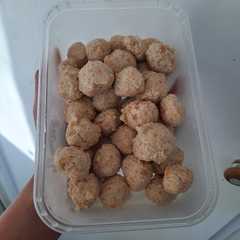 A picture of #MPASI Bakso Ayam Wortel Tanpa Tepung.