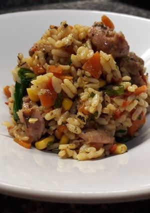 Una foto de Paella