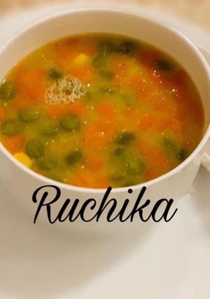 A picture of Sweet Corn Vegetable soup.