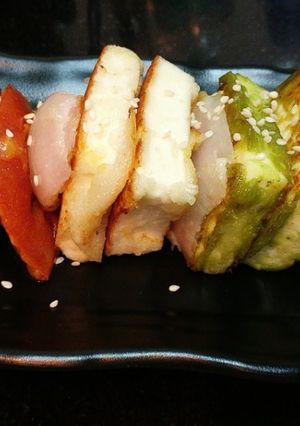 A picture of Tri-coloured Tawa Paneer Tikka.
