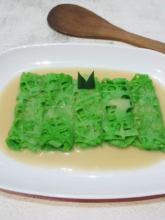 Foto resep Roti Jala Pandan Kuah Durian