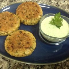 A picture of Tofu Cutlets With Coriander & Mint Dip.