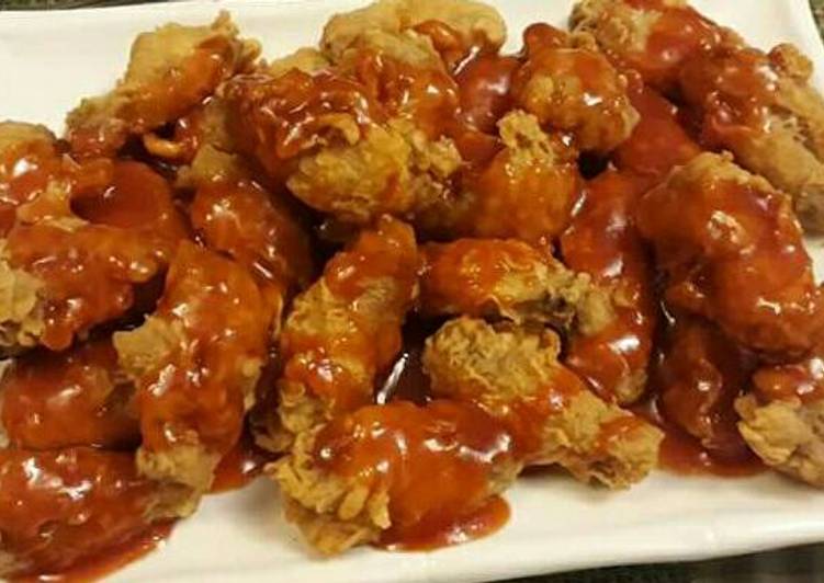 Steps to Make Favorite Spicy honey chicken wings