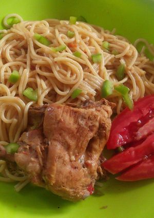 A picture of Spaghetti cooked with chicken #Festival contest# Mombasa.