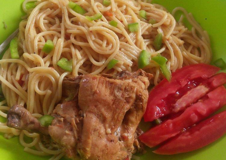 Steps to Prepare Favorite Spaghetti cooked with chicken #Festival contest# Mombasa