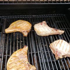 Grilled brown sugar porkchops A picture of Grilled brown sugar porkchops.