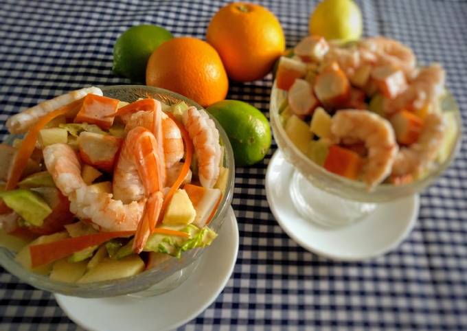 Premedicación Fruta vegetales lente Cóctel de marisco con aguacate y manzana Receta de Mari Carmen- Cookpad
