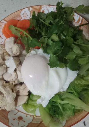 รูปของ ผักลวก อกไก่ลวก