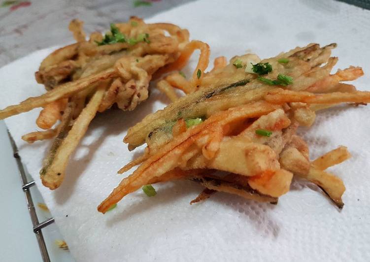 Steps to Prepare Homemade Vegetable Fritters - Kakiage