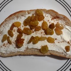 A picture of Raisin cream cheese toast.