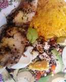 Rosti papa con ensalada de quinua y pescado frito🇵🇪